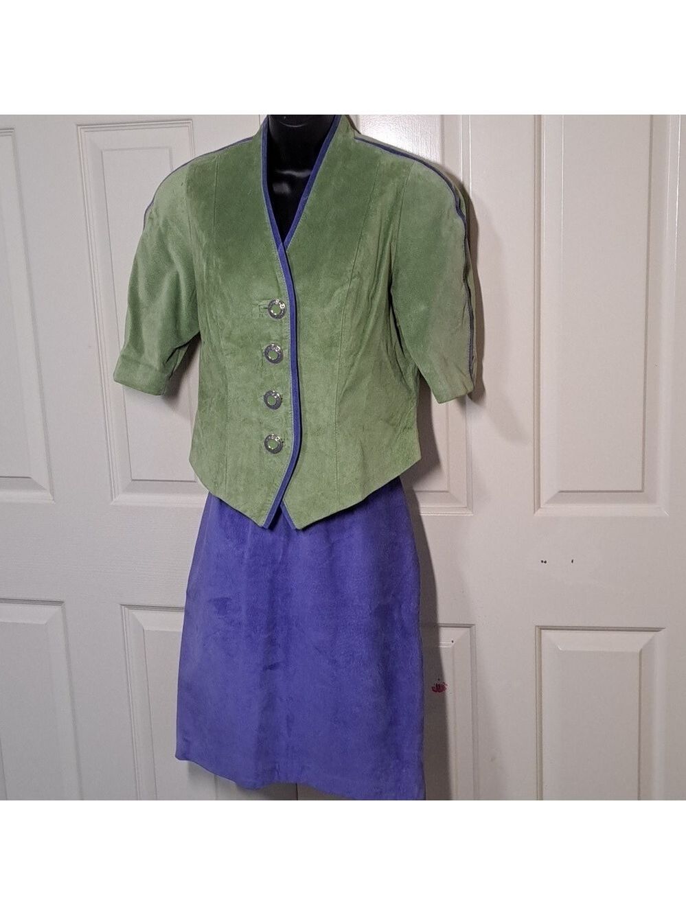 Vintage Danier Suede Leather 2 Piece Jacket Skirt Set Size Small